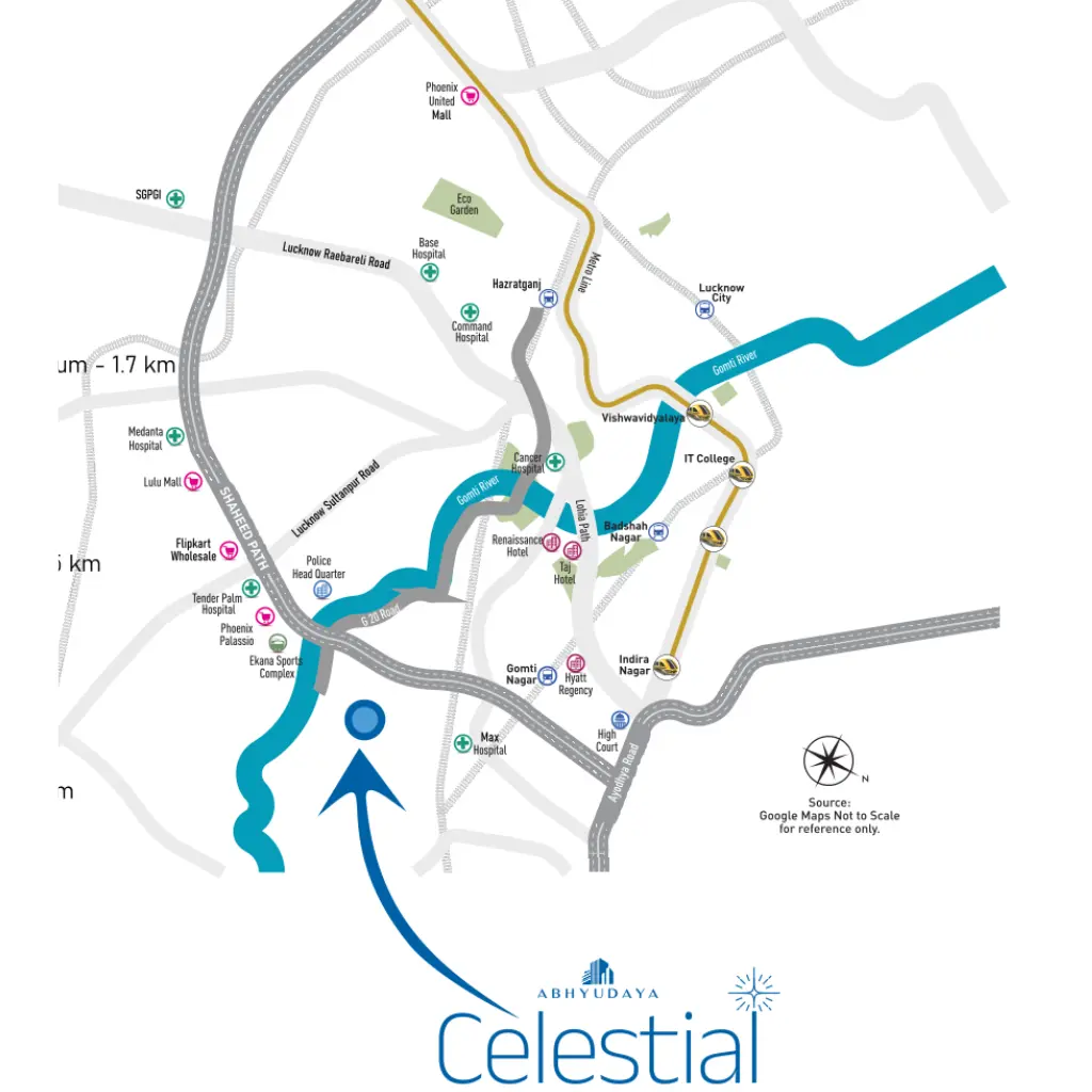 you can see location of the project abhyudaya Celestial that's are very significant